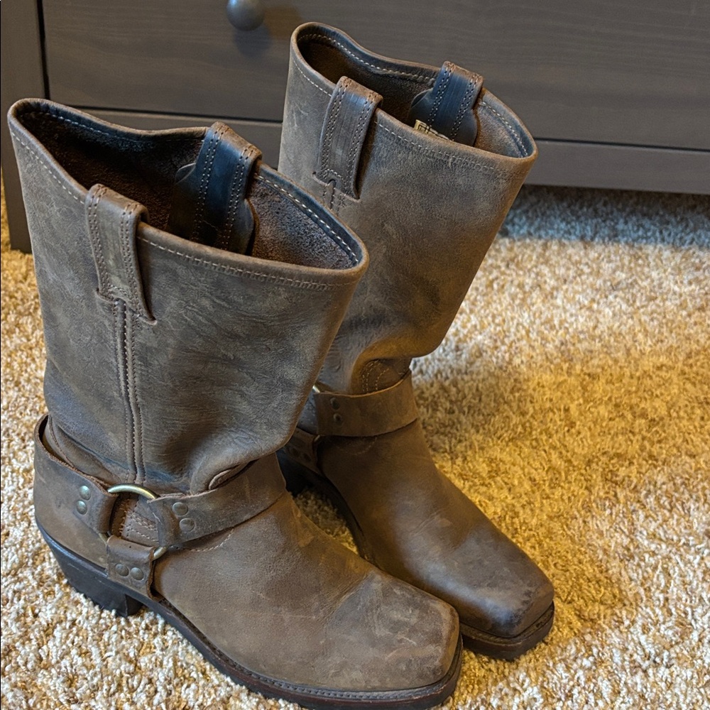 FRYE tall harness boots rustic size 8.5 women’s model 77300